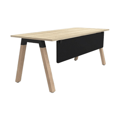 Plantation Single Office Desk with Modesty 1500 X 750 new - oak - melamine pure - black - Office Furniture Company