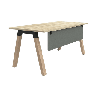 Plantation Single Office Desk with Modesty 1500 X 750 new - oak - melamine silver - grey - Office Furniture Company