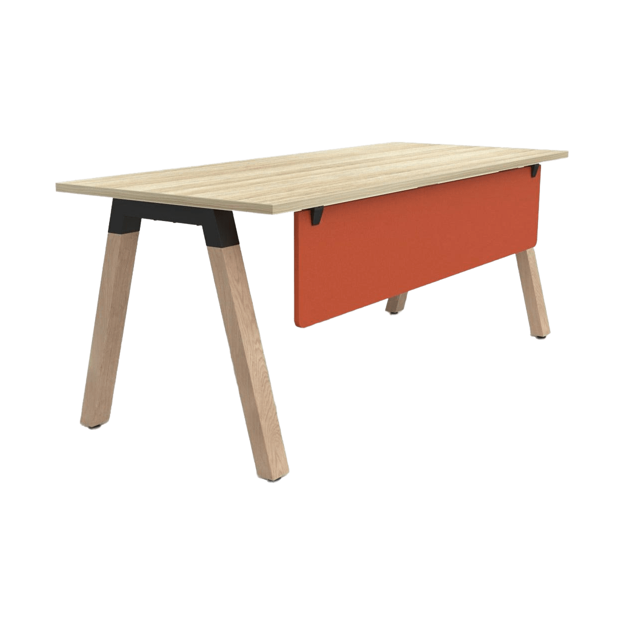 Plantation Single Office Desk with Modesty 1500 X 750 new - oak - melamine sweety - orange - Office Furniture Company