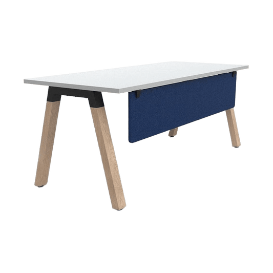 Plantation Single Office Desk with Modesty 1500 X 750 white - melamine middle - blue - Office Furniture Company