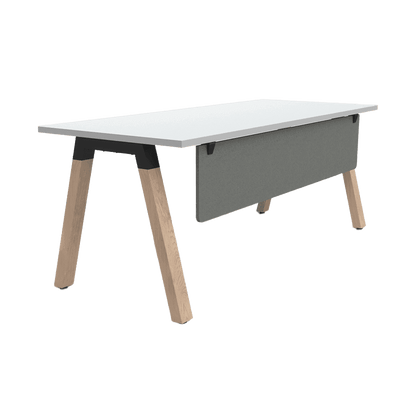 Plantation Single Office Desk with Modesty 1500 X 750 white - melamine silver - grey - Office Furniture Company