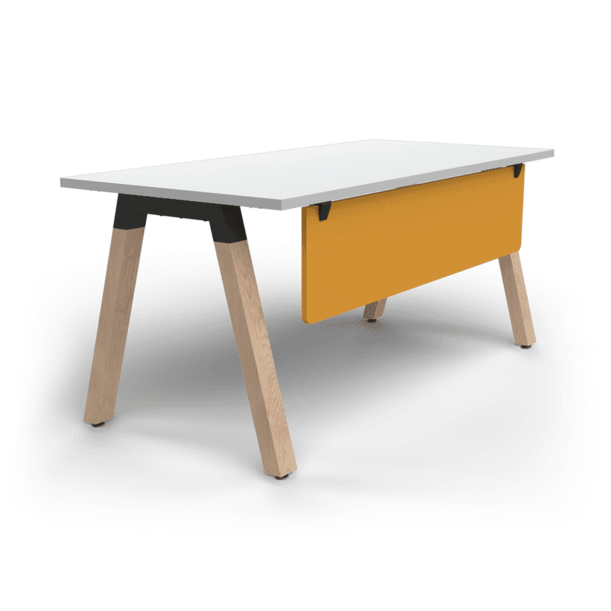 Plantation Single Office Desk with Modesty 1500 X 750 white - melamine smart - yellow - Office Furniture Company