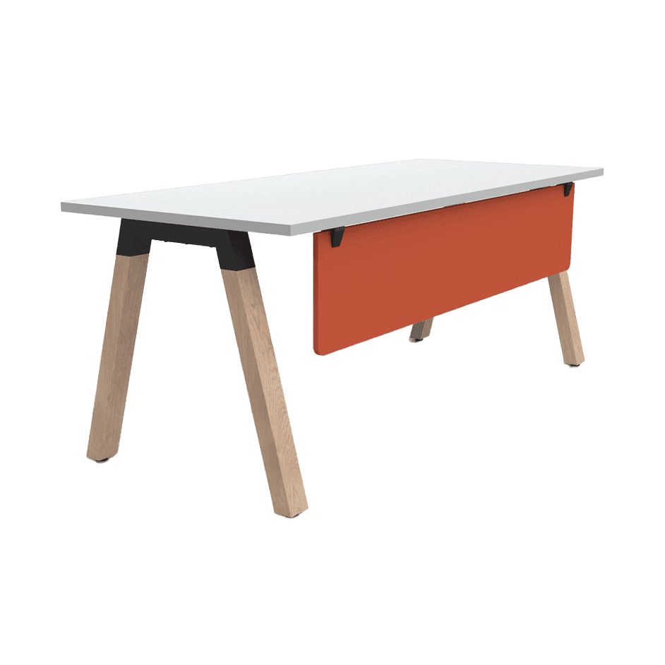 Plantation Single Office Desk with Modesty 1500 X 750 white - melamine sweety - orange - Office Furniture Company