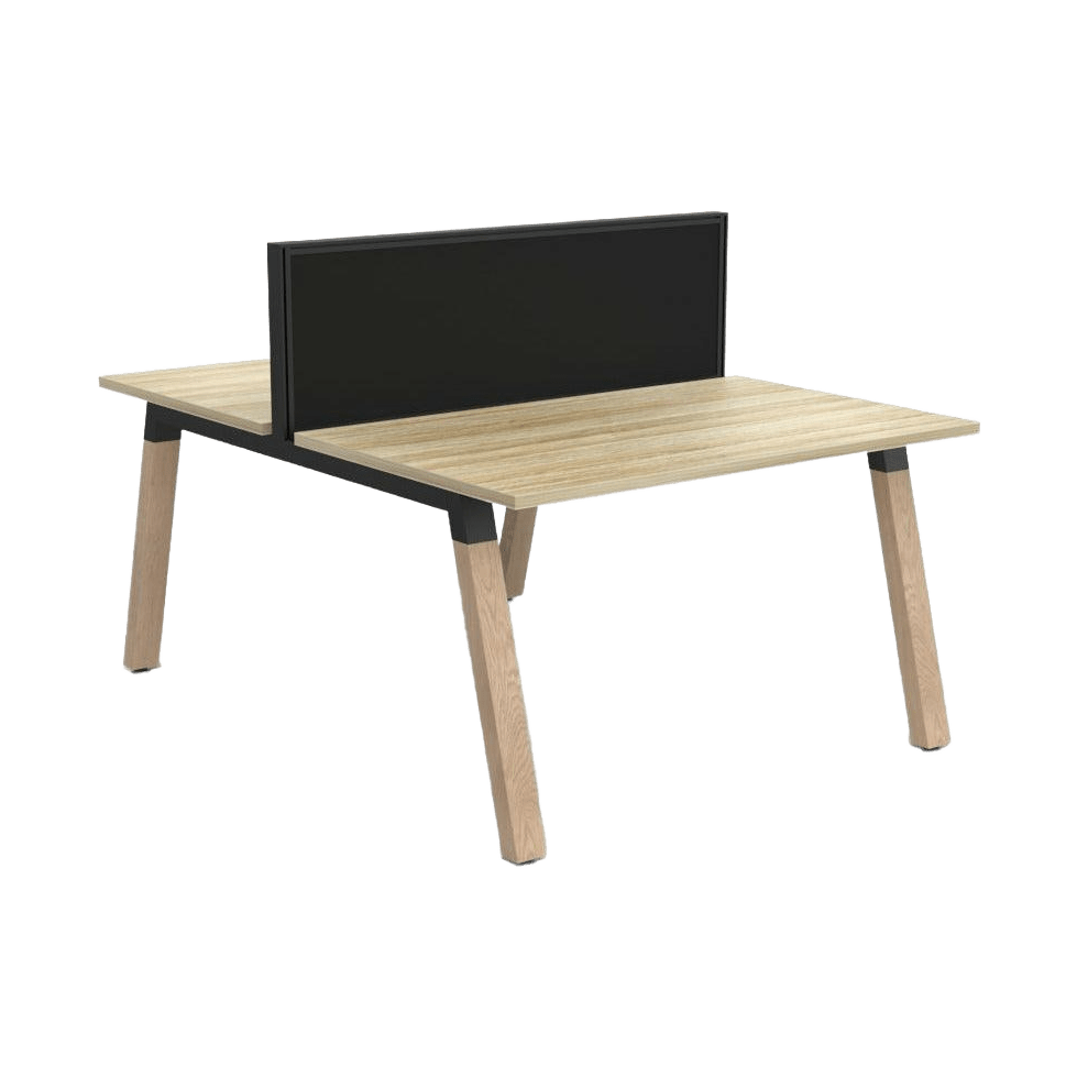 Plantation Workstation - 2 Person - Double Sided with Studio 50 Screen 1200 X 600 new - oak - melamine - Office Furniture Company