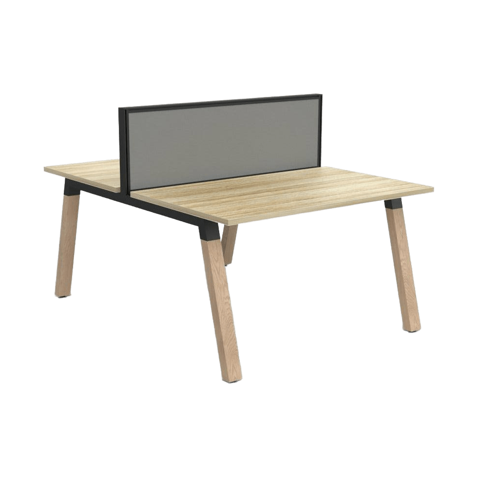 Plantation Workstation - 2 Person - Double Sided with Studio 50 Screen 1200 X 600 new - oak - melamine - Office Furniture Company