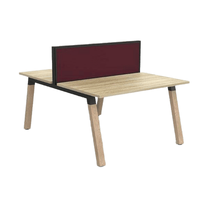 Plantation Workstation - 2 Person - Double Sided with Studio 50 Screen 1200 X 600 new - oak - melamine - Office Furniture Company