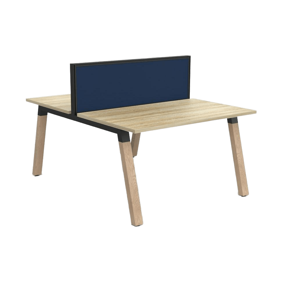 Plantation Workstation - 2 Person - Double Sided with Studio 50 Screen 1200 X 600 new - oak - melamine - Office Furniture Company