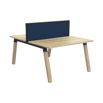 Plantation Workstation - 2 Person - Double Sided with Studio 50 Screen 1200 X 600 new - oak - melamine - Office Furniture Company