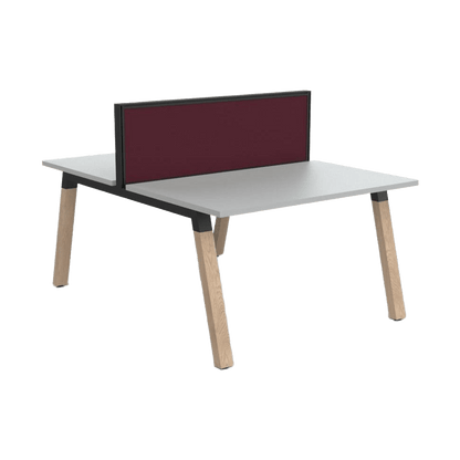 Plantation Workstation - 2 Person - Double Sided with Studio 50 Screen 1200 X 600 new - oak - melamine - Office Furniture Company