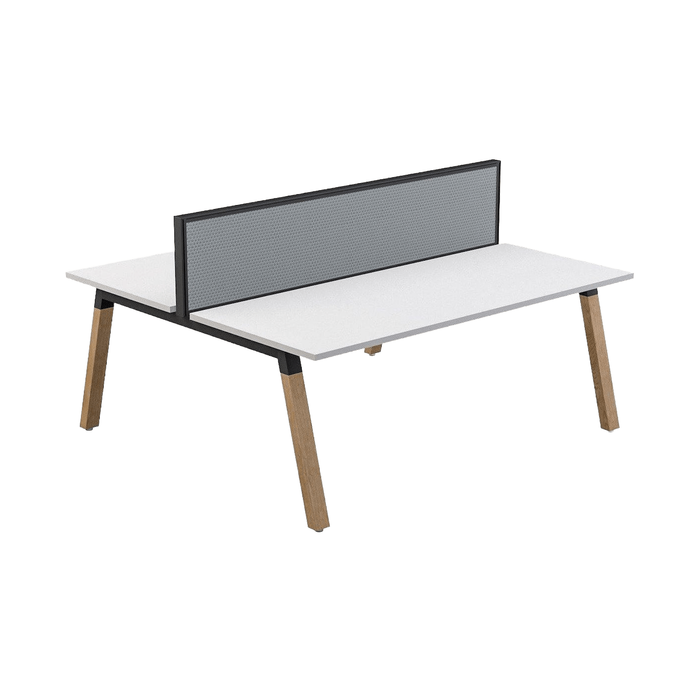 Plantation Workstation - 2 Person - Double Sided with Studio 50 Screen 1200 X 600 white - melamine - Office Furniture Company