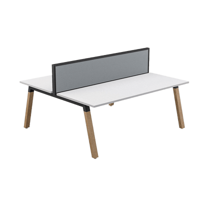 Plantation Workstation - 2 Person - Double Sided with Studio 50 Screen 1200 X 600 white - melamine - Office Furniture Company
