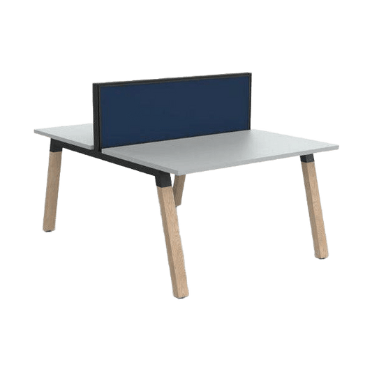 Plantation Workstation - 2 Person - Double Sided with Studio 50 Screen 1200 X 600 white - melamine - Office Furniture Company