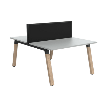 Plantation Workstation - 2 Person - Double Sided with Studio 50 Screen 1200 X 600 white - melamine - Office Furniture Company