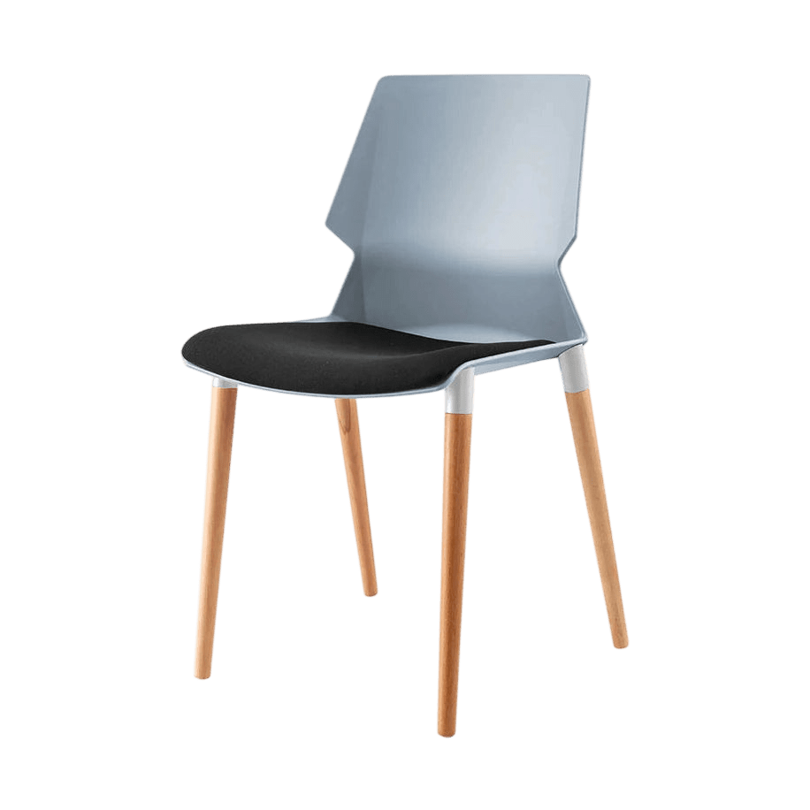 Plastic Prism Chair With Wooden Legs Black Black PU