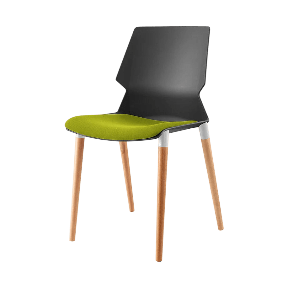 Plastic Prism Chair With Wooden Legs Black Black PU