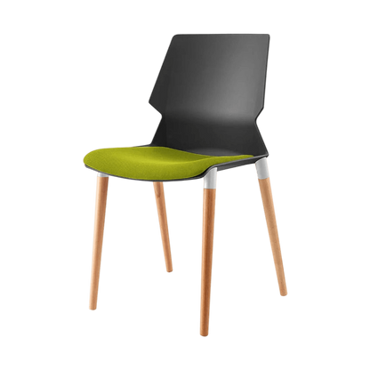 Plastic Prism Chair With Wooden Legs Black Black PU