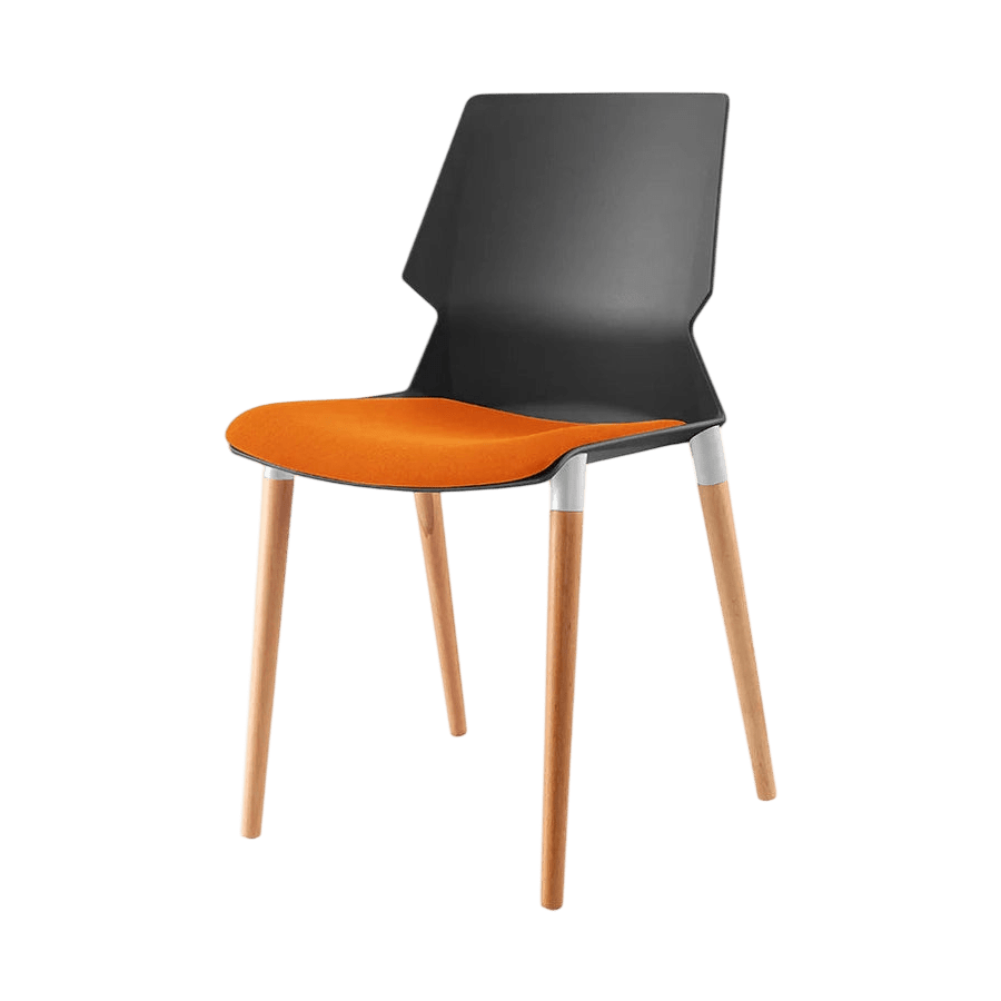 Plastic Prism Chair With Wooden Legs Black Black PU