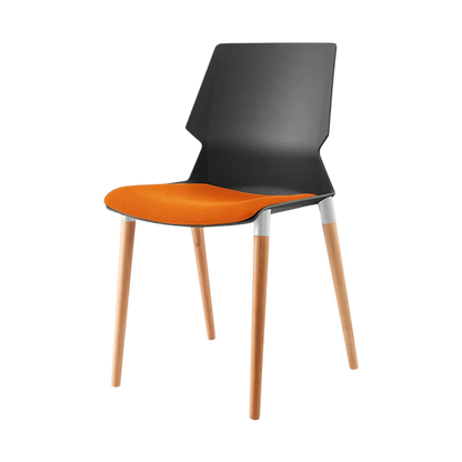 Plastic Prism Chair With Wooden Legs Black Black PU