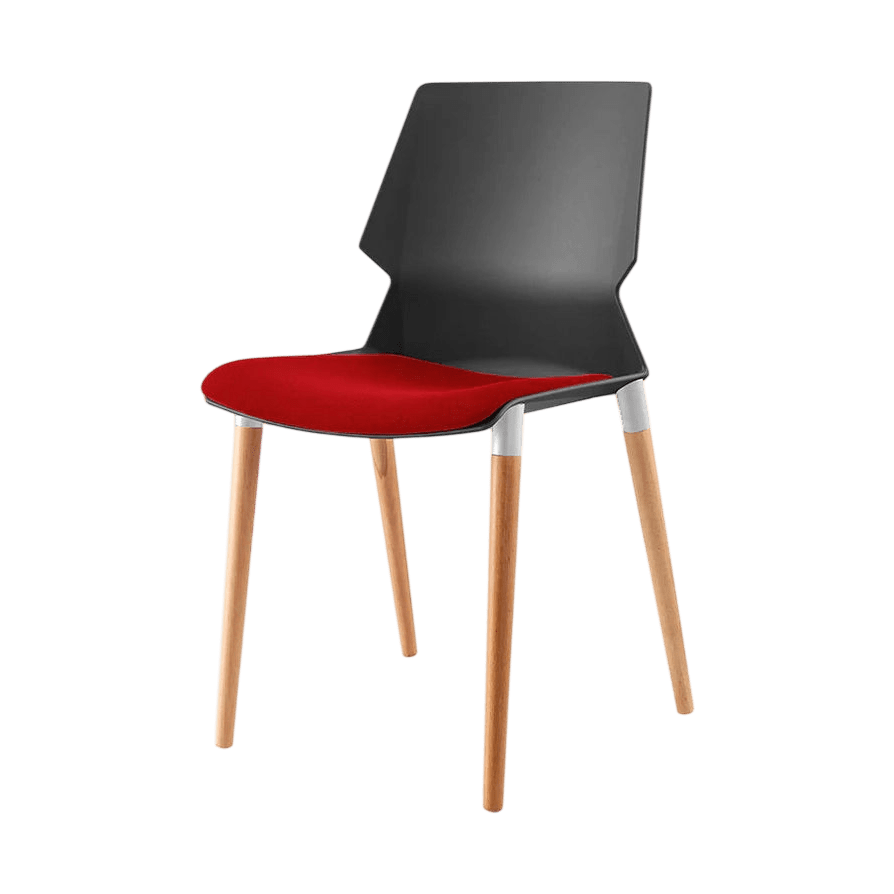 Plastic Prism Chair With Wooden Legs Black Black PU