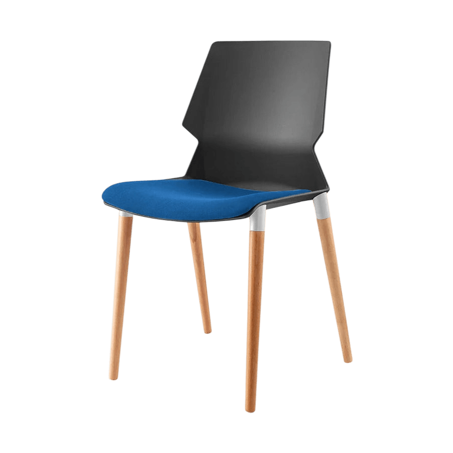 Plastic Prism Chair With Wooden Legs Black Black PU