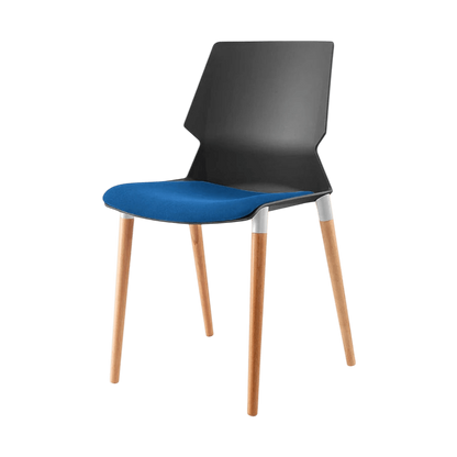 Plastic Prism Chair With Wooden Legs Black Black PU