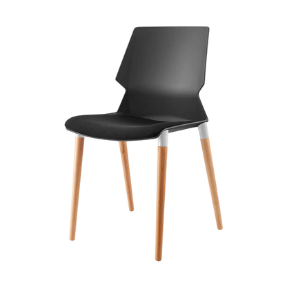 Plastic Prism Chair With Wooden Legs Black Black PU