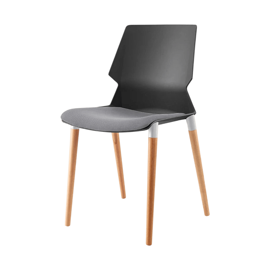 Plastic Prism Chair With Wooden Legs Black Black PU