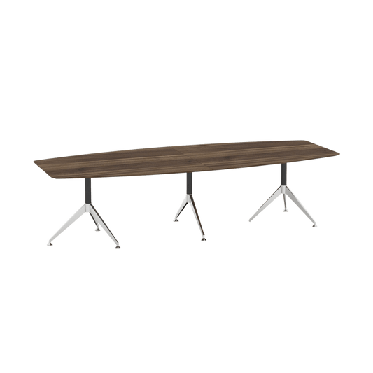 Potenza Boardroom & Meeting Table 3000 X 1200 ( 2 Piece 3 Legged ) Virginia Walnut Without Cable Tray - Office Furniture Company