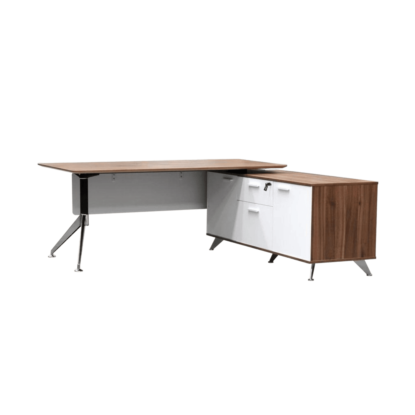 Potenza Desk With Return 1950x1850x750 Walnut / White LHS