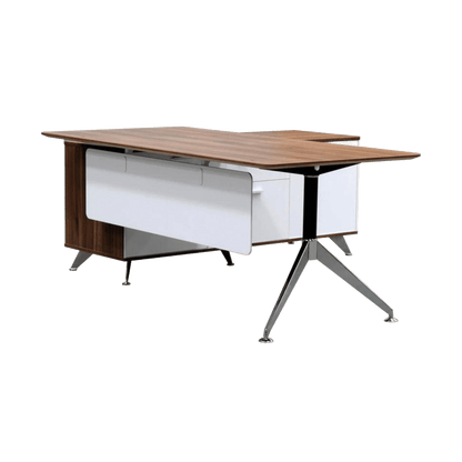 Potenza Desk With Return 1950x1850x750 Walnut / White LHS