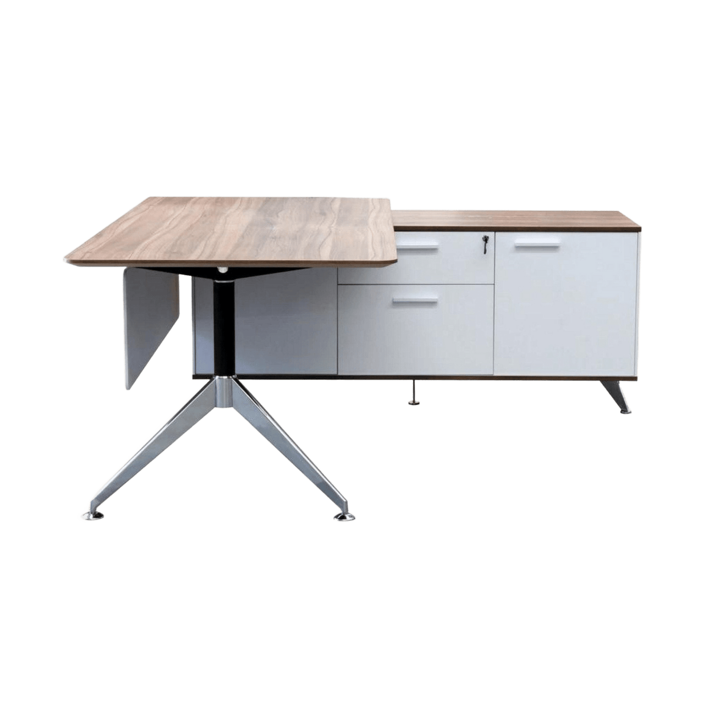 Potenza Desk With Return 1950x1850x750 Walnut / White LHS