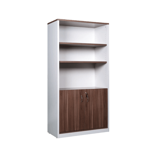Potenza Half Door Cabinet Walnut / White - Office Furniture Company