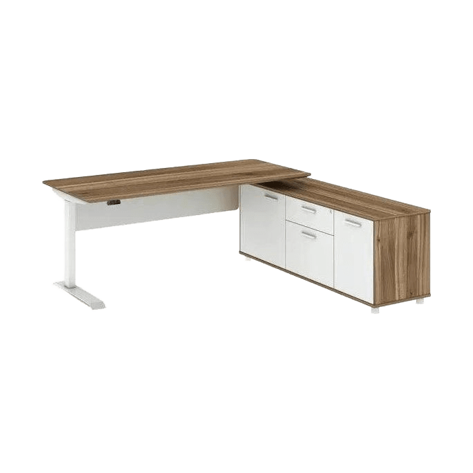 Potenza Height Adjustable Desk With Return Casnan - White Left Hand Side - Office Furniture Company