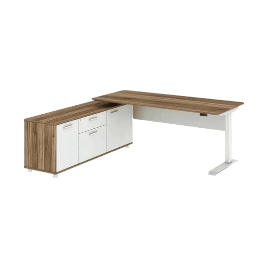 Potenza Height Adjustable Desk With Return Casnan / White / RHS Return