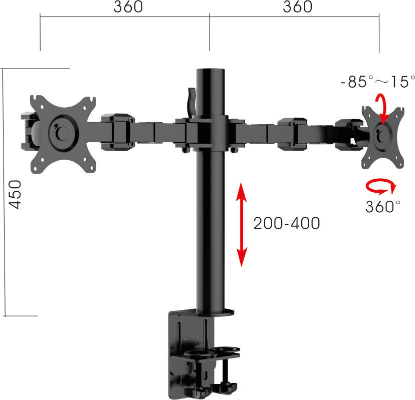 Dual Pole Mount Monitor Arm