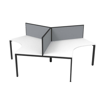 Profile Leg 120 Degree Workstations Natural White Black With Screens - Office Furniture Company