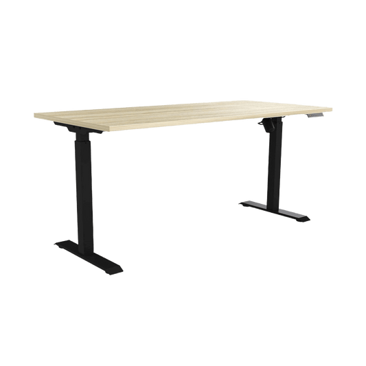 Quick Stand Electric Height Adjustable Desk 1200x750 / Black Powdercoat / New Oak