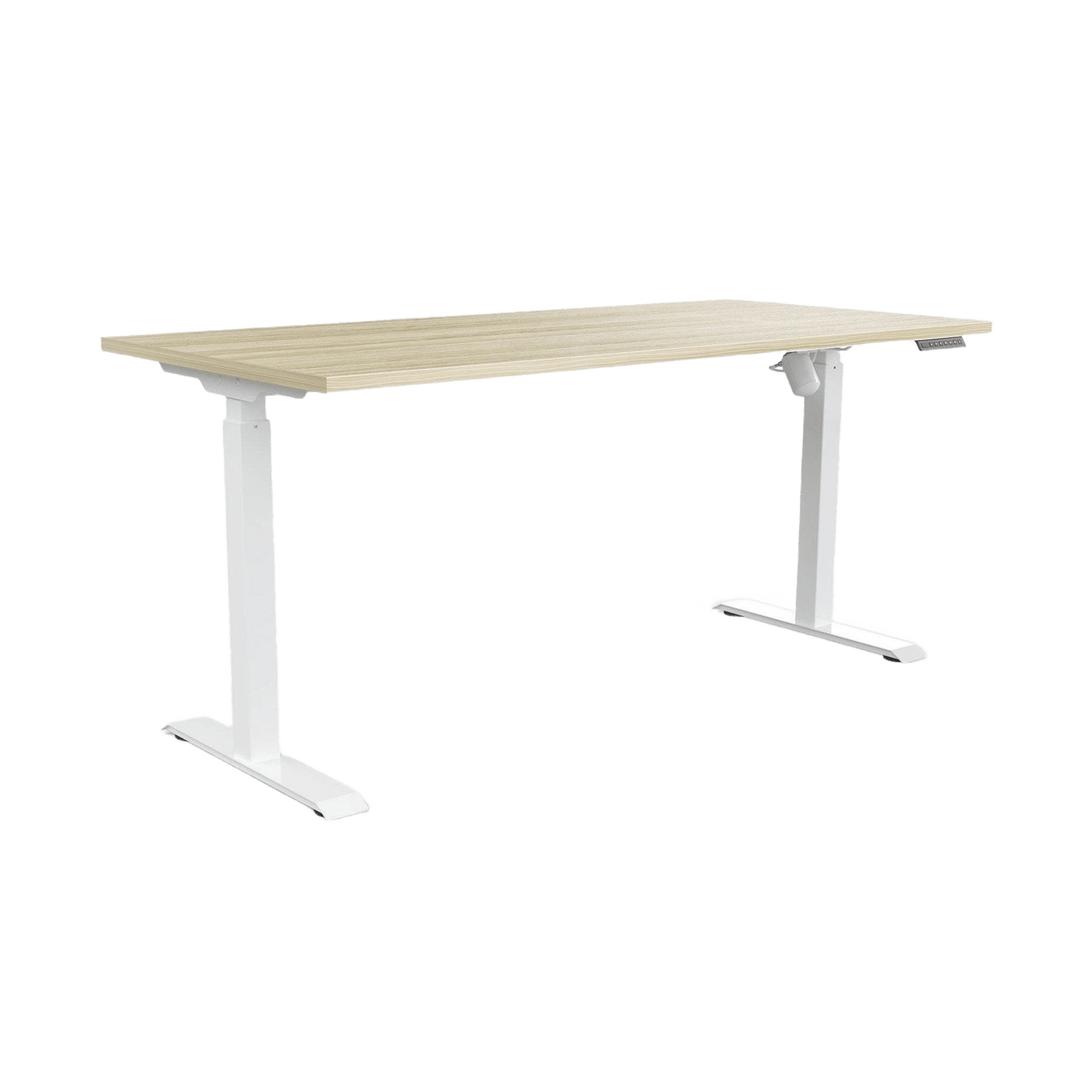 Quick Stand Electric Height Adjustable Desk 1200x750 White Powdercoat New Oak
