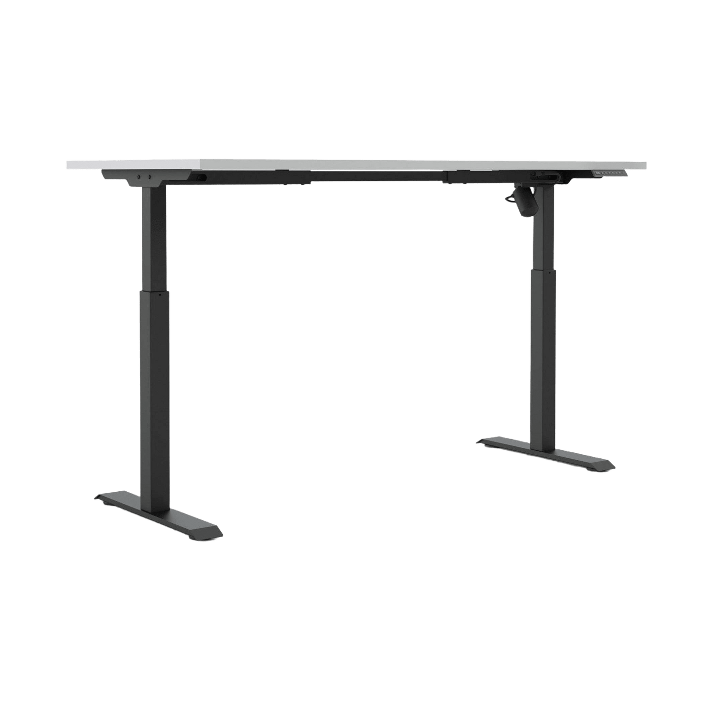 Quick Stand Electric Height Adjustable Desk 1600x750 Black Powdercoat White