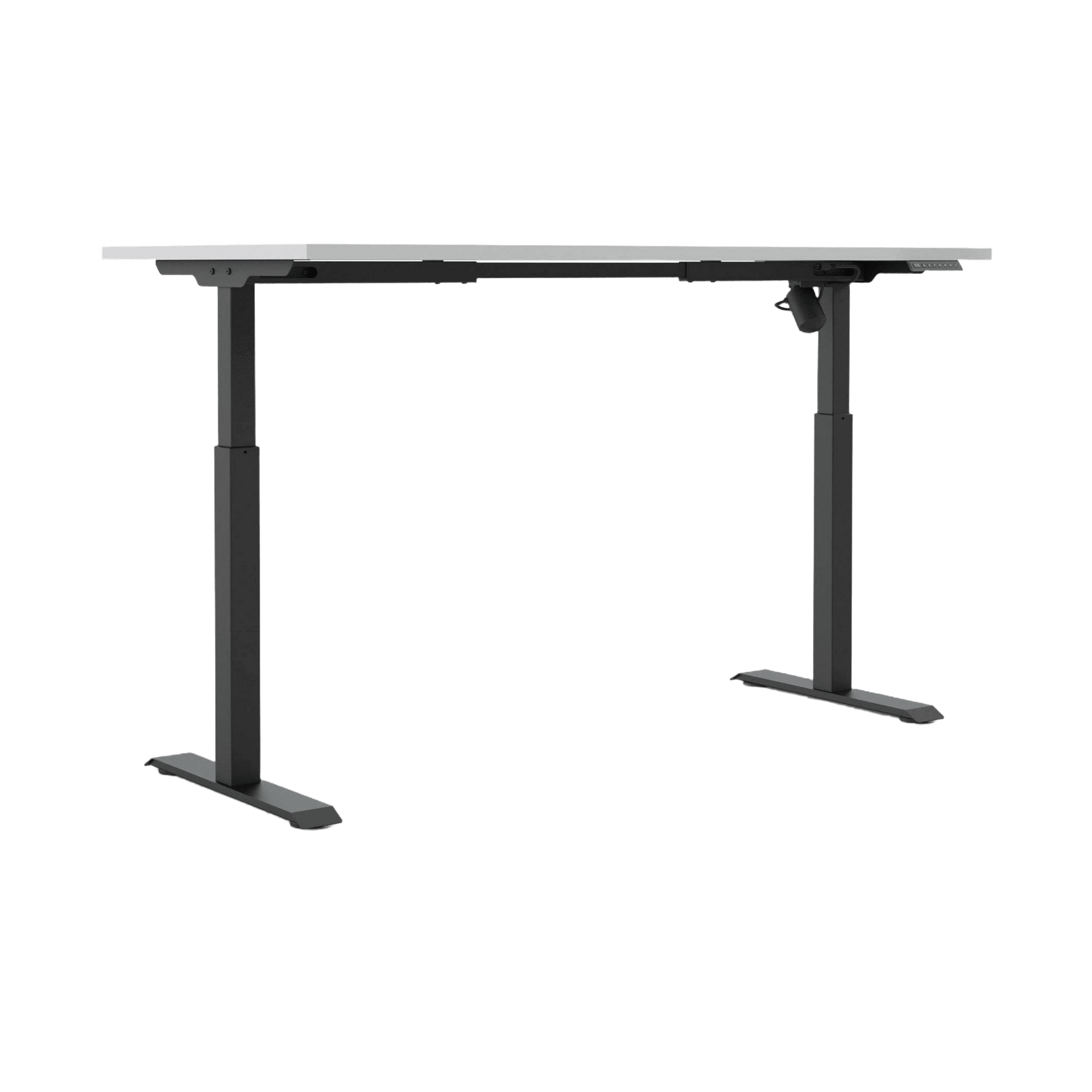 Quick Stand Electric Height Adjustable Desk 1600x750 Black Powdercoat White