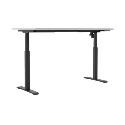 Quick Stand Electric Height Adjustable Desk 1600x750 Black Powdercoat White