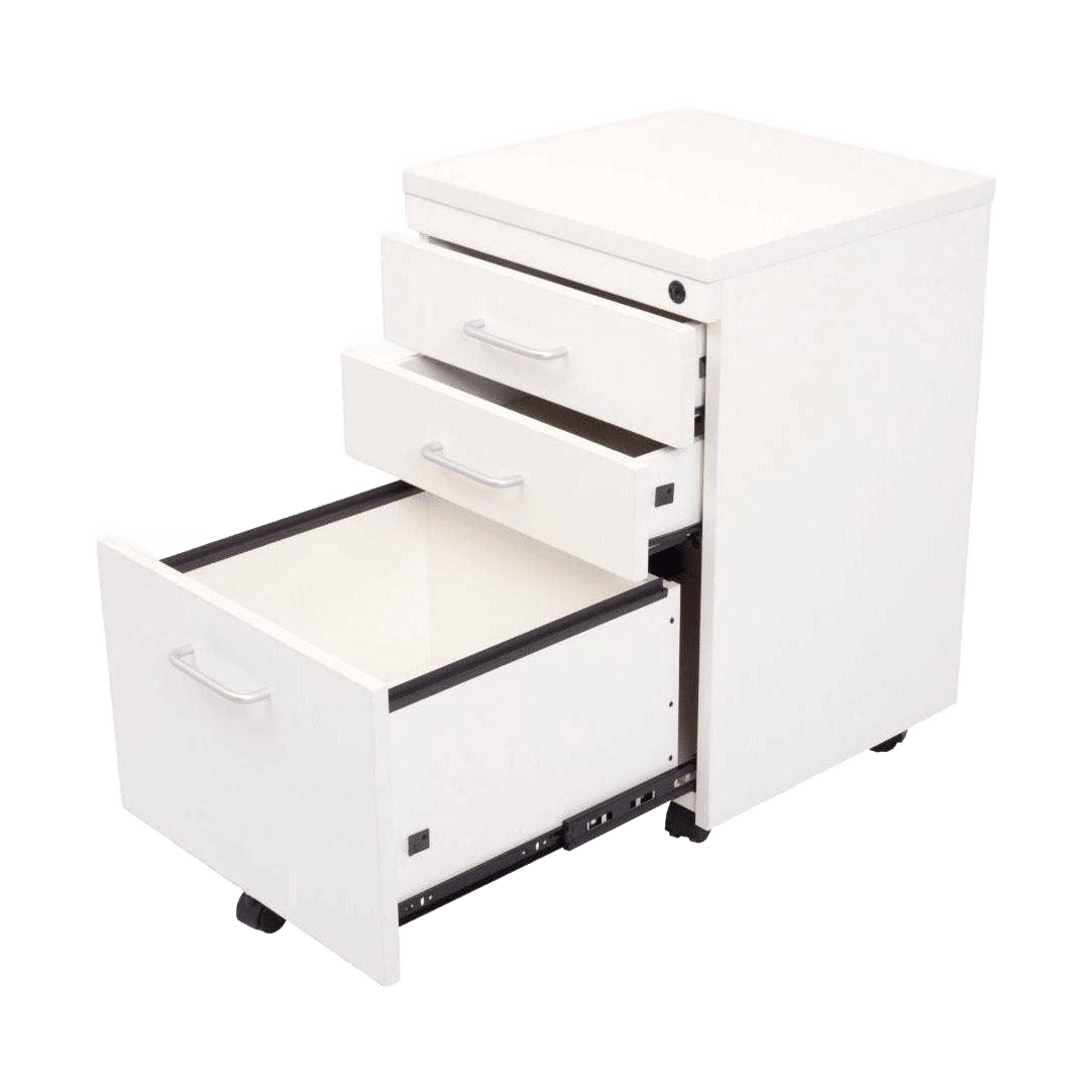 Rapid Span Mobile Pedestal White Melamine - Office Furniture Company