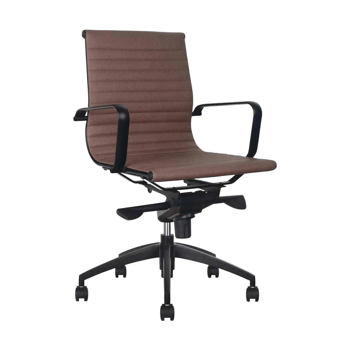 Rapidline Medium Back Boardroom Chair PU605M Brown Tan PU / Black Base
