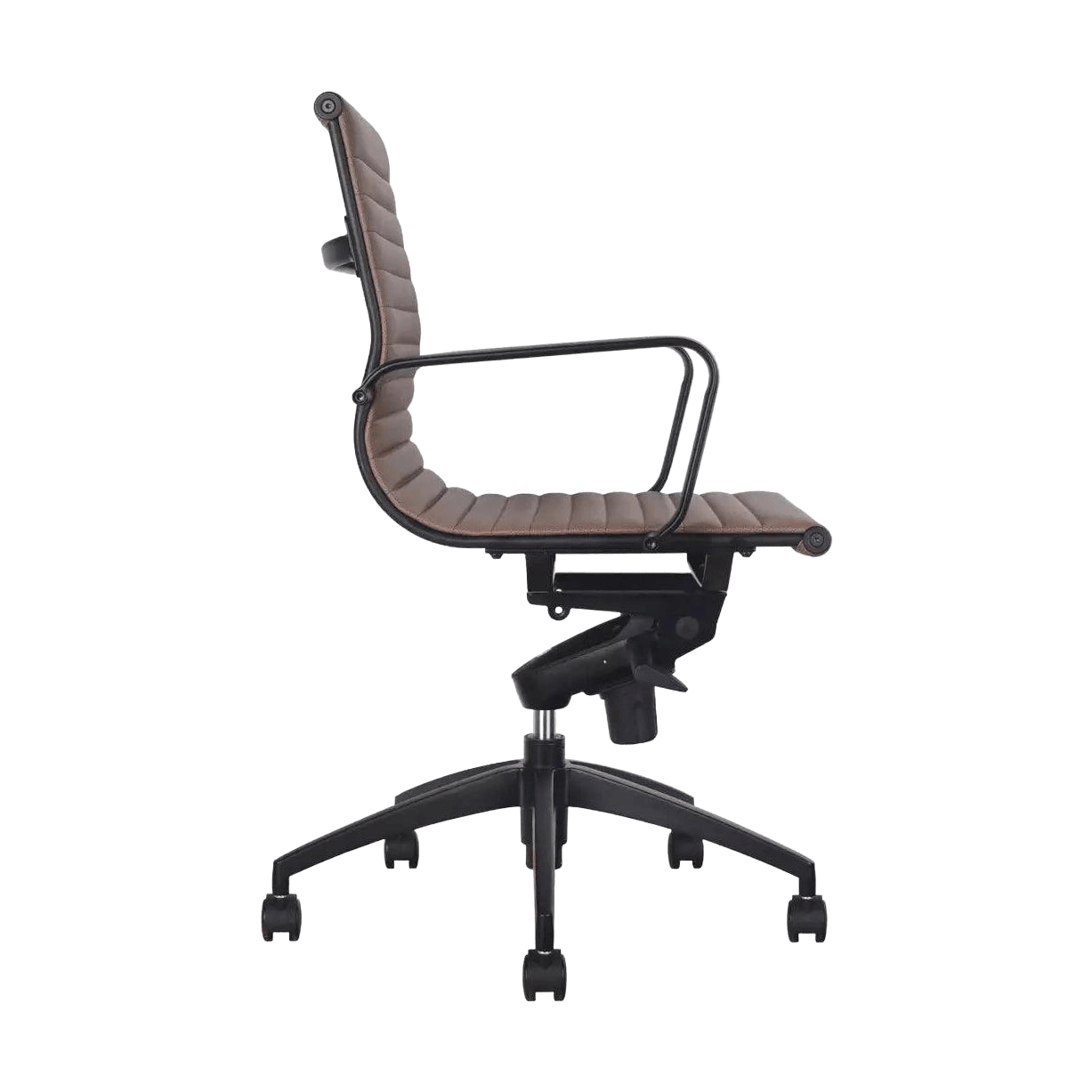 Rapidline Medium Back Boardroom Chair PU605M Brown Tan PU / Black Base