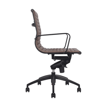 Rapidline Medium Back Boardroom Chair PU605M Brown Tan PU / Black Base