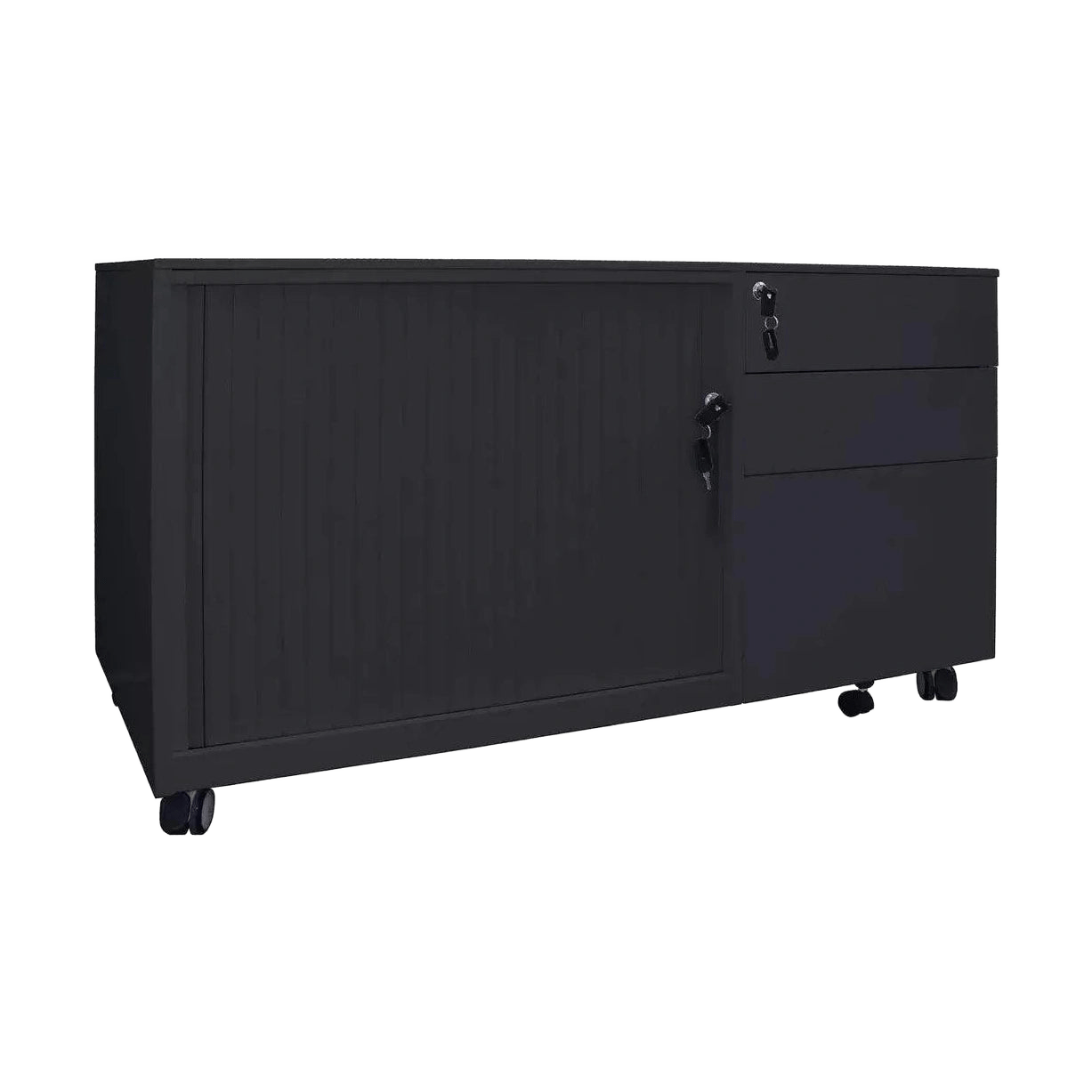 Rapidline Mobile Caddy Black Left Hand Tambour Door - Office Furniture Company