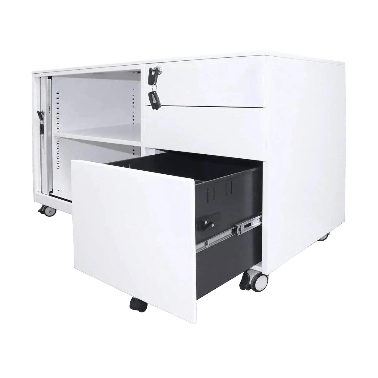 Rapidline Mobile Caddy White Left Hand Tambour Door - Office Furniture Company