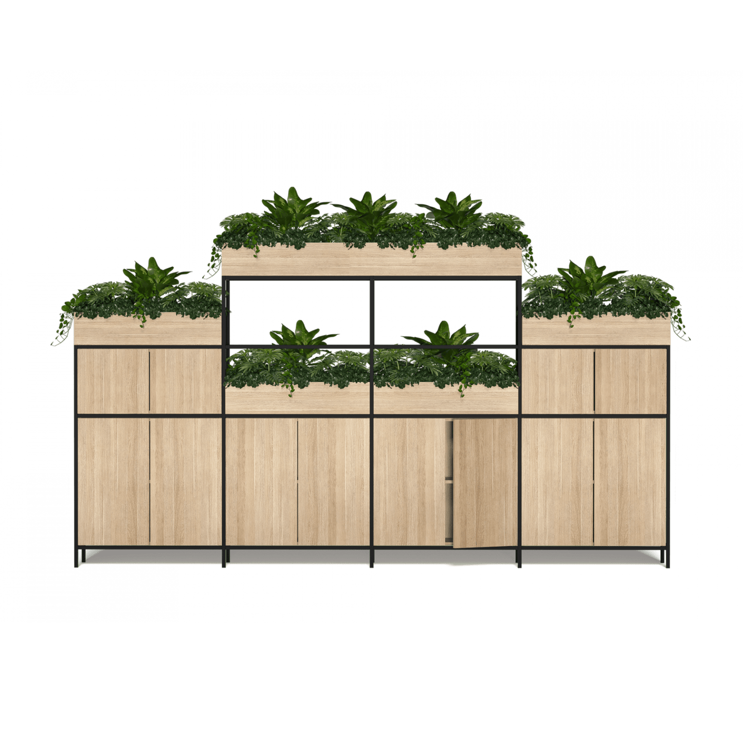 Rhodes Modular Shelving System (Configuration 16) New Oak Ravine / Black Powdercoat