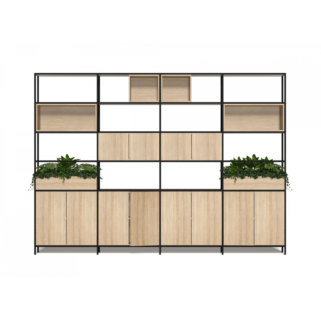 Rhodes Modular Shelving System (Configuration 8) New Oak Ravine / Black Powdercoat