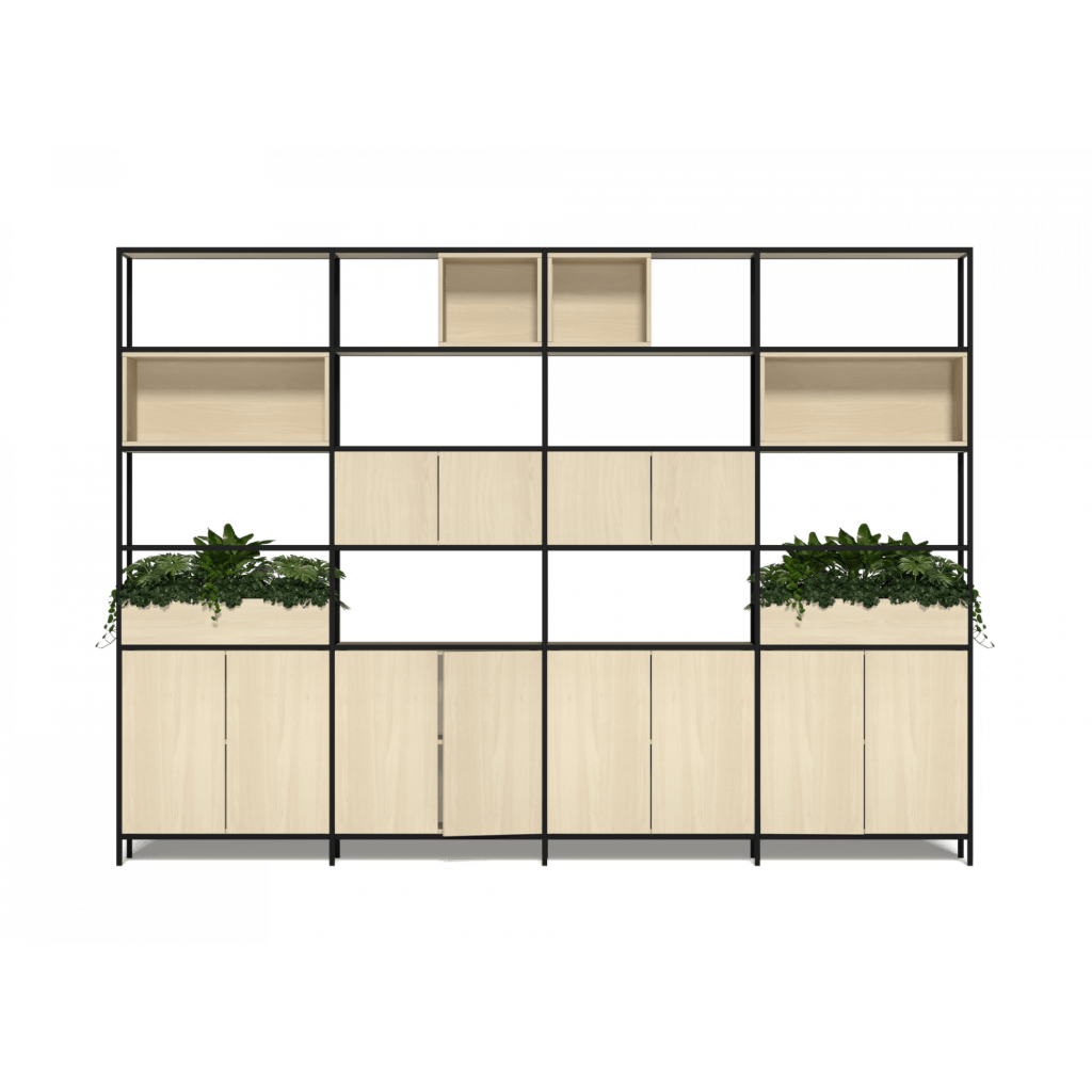 Rhodes Modular Shelving System (Configuration 8) Nordic Maple / Black Powdercoat